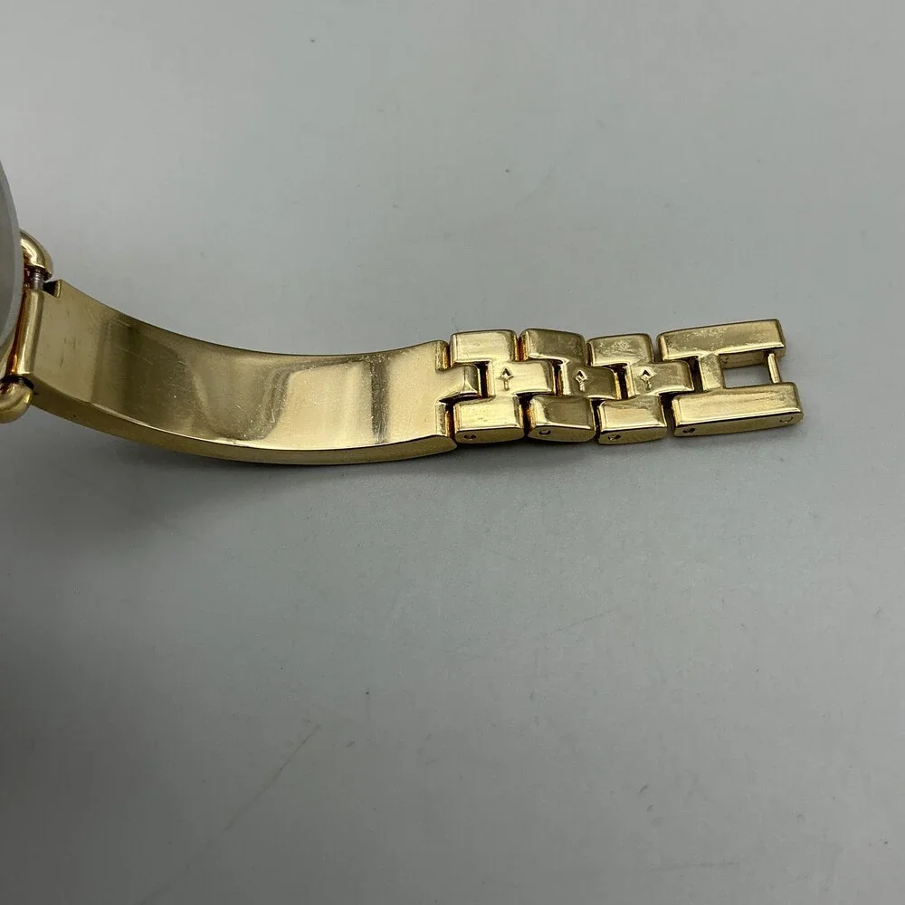 Anne Klein Womens Watch 30mm MOP Dial Gold Tone Beige Inlay New Battery 7